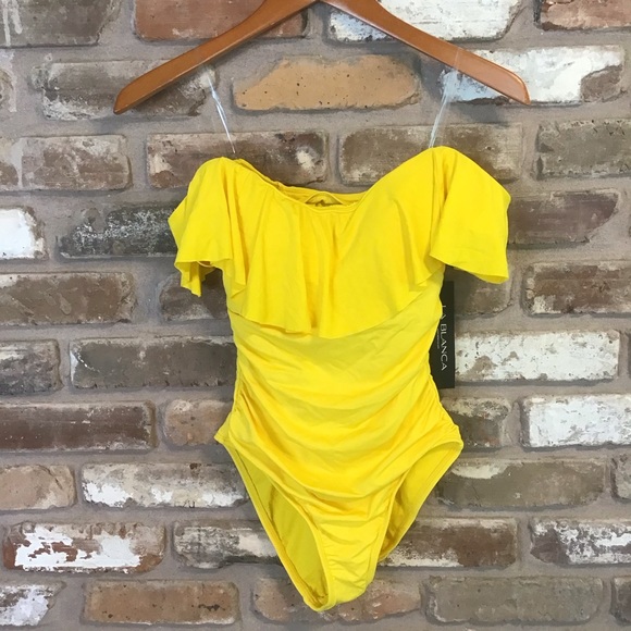 La Blanca Swim La Blanca Womens Yellow Island Goddess Off Shoulder